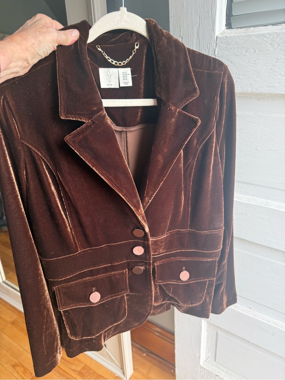 Jolie Chocolate Brown Velvet Blazer with Notch Collar